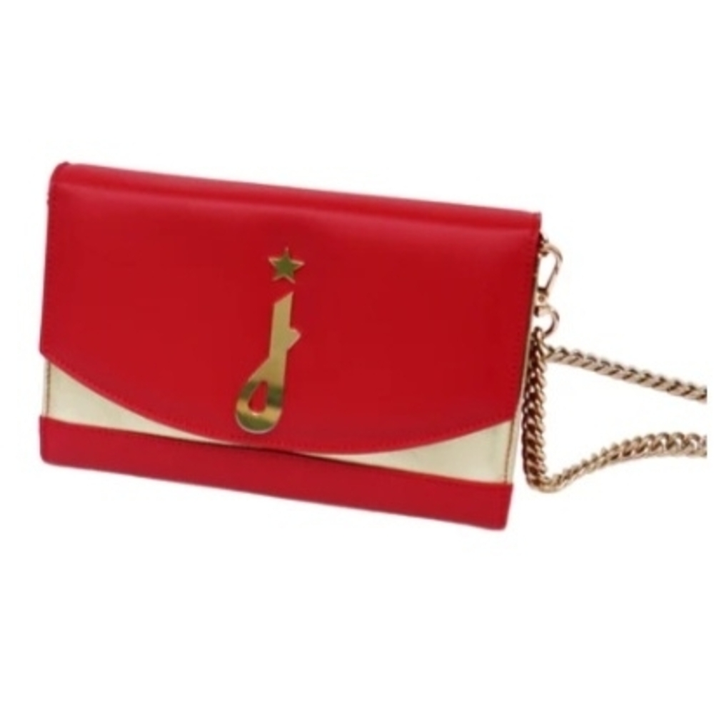The Joni Collection Red and Gold Crossbody Shoulder Chain Strap Women's Bag